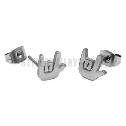 Stainless Steel Fashion Corna & Mano Cornuta & Horned Hand Earring SJE370160 - Click Image to Close